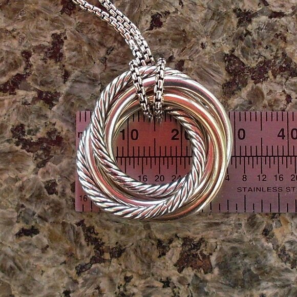 David Yurman Small Crossover Pendant w/Adjustable Chain - 14K/925 - Current Item - Picture 10 of 14